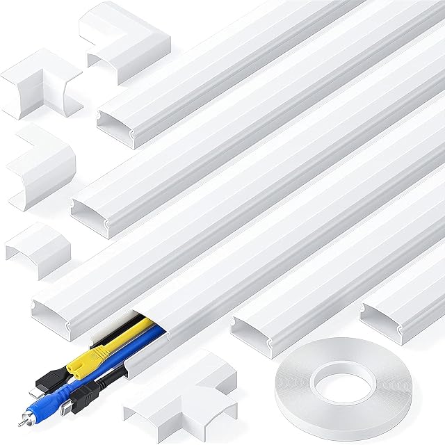 Kit de canaletas adhesivas blancas kinkaivy con seis tramos y un juego de conectores de esquina