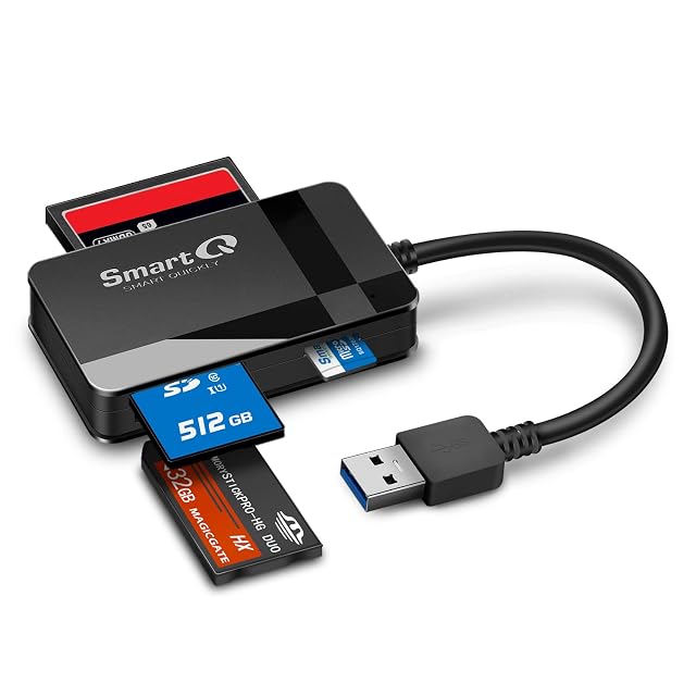 Lector de tarjetas múltiple smartQ C368 negro con ranuras CompactFlash, SD y Memory Stick