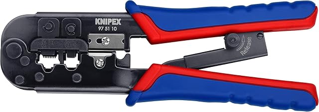 Alicate de engaste KNIPEX con mecanismo de carraca y cuchillas para cable integradas