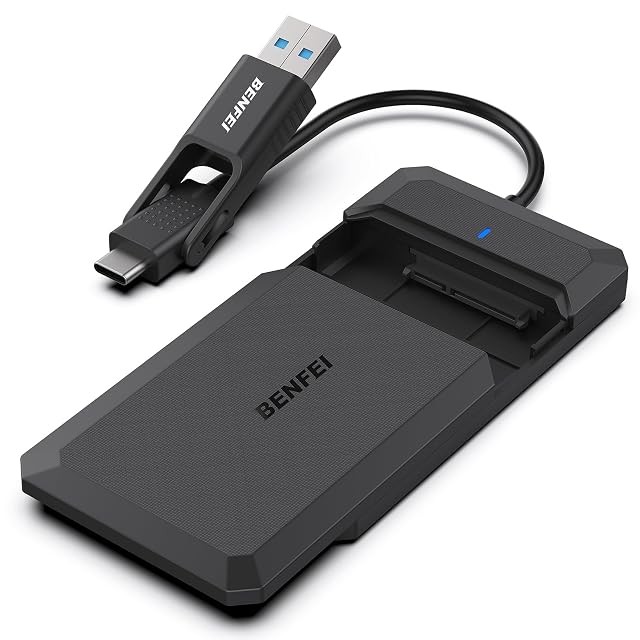 Carcasa para unidad SATA de 2,5 pulgadas BENFEI negra con tapa deslizante y clavija USB-C