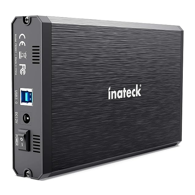 Carcasa de aluminio para unidad de 3,5 pulgadas Inateck con LED de estado azul y verde