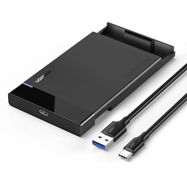 Carcasa para unidad SATA de 2,5 pulgadas UGREEN negra con un cable USB-C extraíble