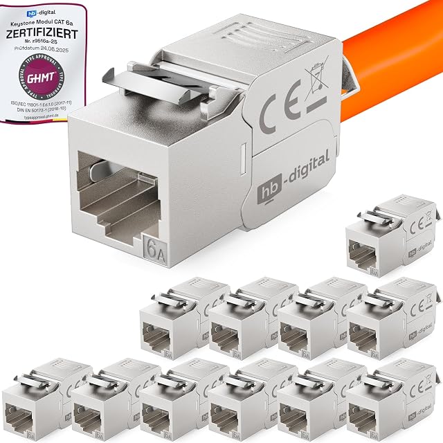 Módulo keystone apantallado Cat 6a HB-DIGITAL con contactos chapados en oro