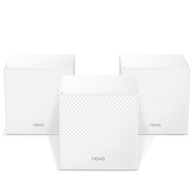 Juego de tres unidades mesh Tenda Nova MW12 pequeñas, blancas y con forma de cubo