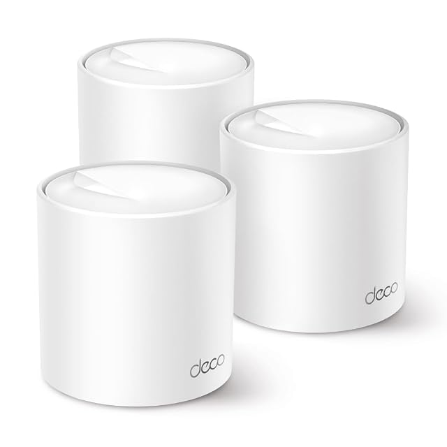 Juego de tres unidades mesh TP-Link Deco X50 blancas y cilíndricas