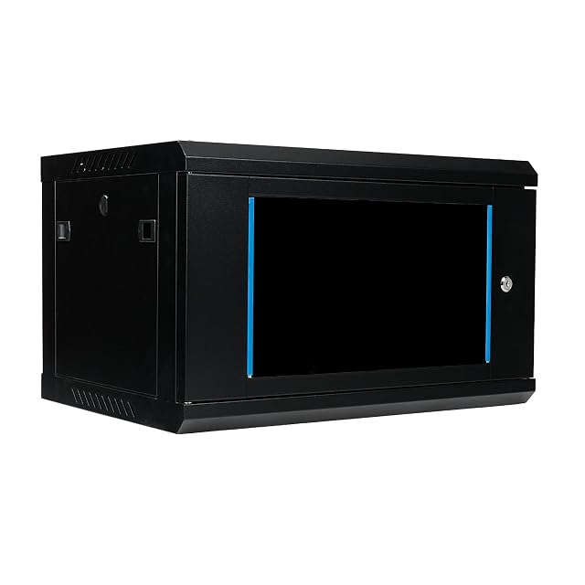 Armario de red de pared Koscom Connect negro de 19 pulgadas y seis unidades con puerta de cristal