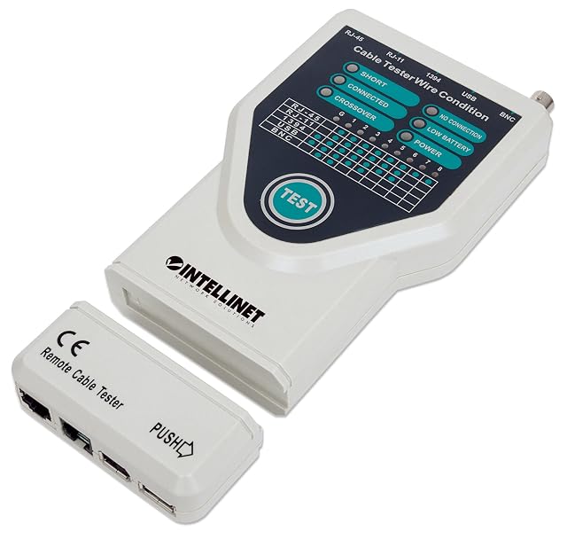 Comprobador de cables Intellinet 5 en 1 con conectores para RJ45, RJ11, USB, FireWire y coaxial