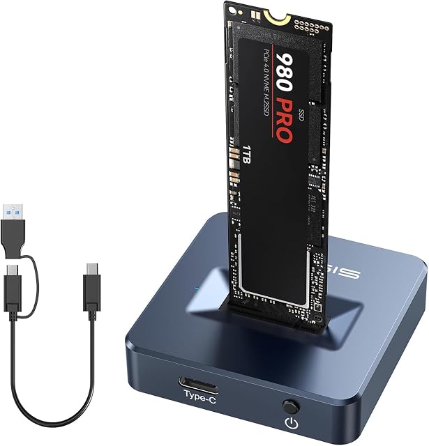 Dock M.2 abierto ACASIS de aluminio con una ranura para la unidad en la parte superior