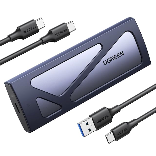 Carcasa UGREEN de aluminio plateado para SSD M.2 NVMe con conector USB-C y LED de estado