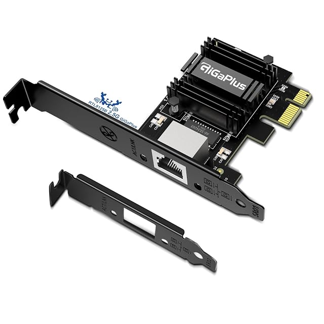 Tarjeta de red PCIe GigaPlus de 2,5G con una toma RJ45 y una chapa de perfil bajo