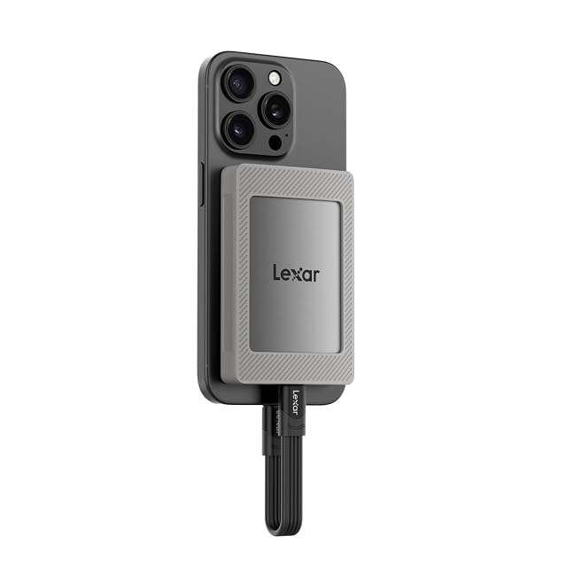 Unidad SSD portátil Lexar ES4 de 2 TB con funda de silicona magnética y anillo magnético