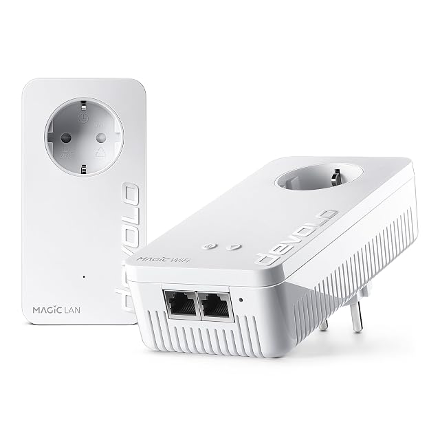 Equipo inicial devolo Magic 2 WiFi next con dos adaptadores powerline inalámbricos y un adaptador por cable