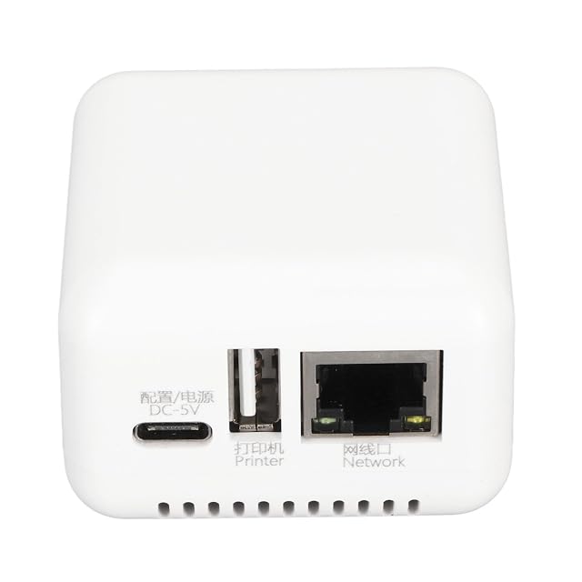 Servidor de impresión inalámbrico compacto SatcOp con una toma USB y una interfaz para cable de red
