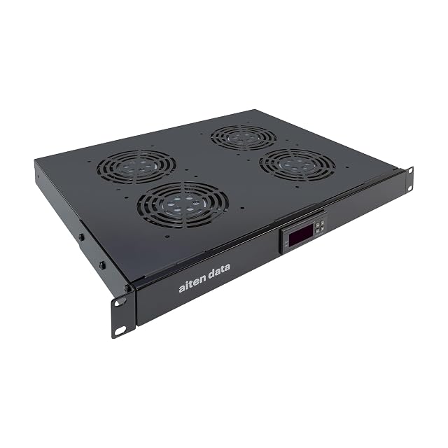 Panel de ventilación Aiten Data negro de 19 pulgadas 1U con cuatro ventiladores y pantalla digital