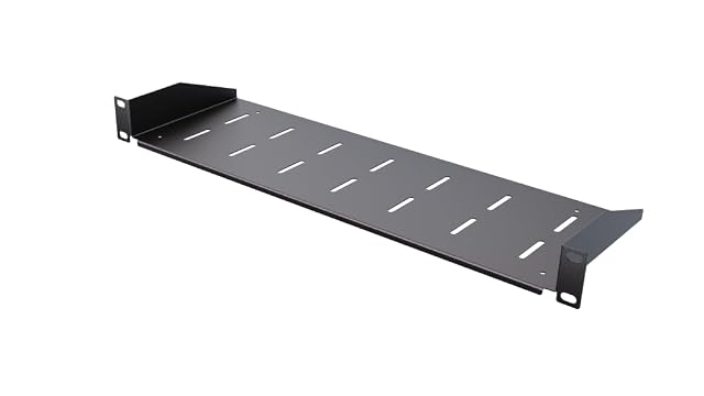 Bandeja de rack Stalflex negra perforada de 19 pulgadas 1U