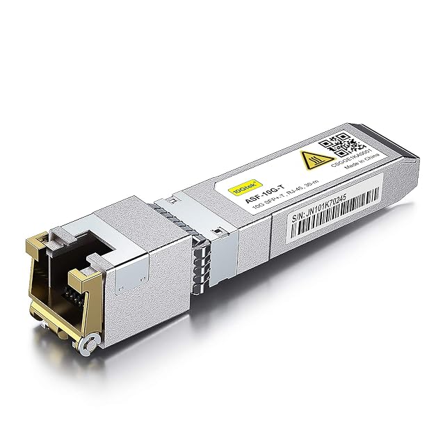 Módulo SFP+ de cobre 10GBASE-T 10Gtek con conector RJ45 y carcasa metálica