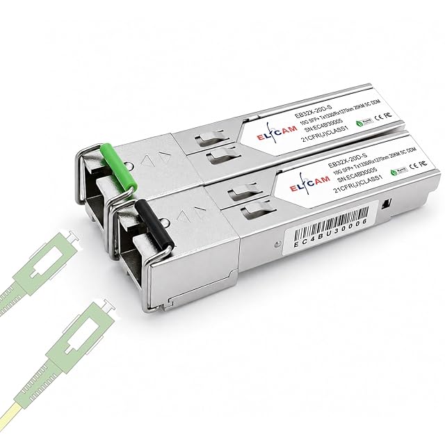 Pareja de transceptores SFP+ 10G bidireccionales Elfcam con un solo puerto óptico SC