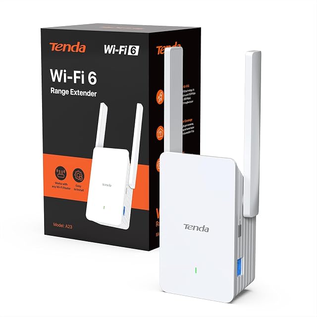 Repetidor Wi-Fi 6 de enchufe Tenda A23 blanco con luz de estado